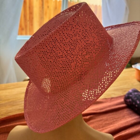 Pink Western Mesh Sun Hat | Derby, Rodeo, Garden Party Y2K Style - Picture 3 of 4